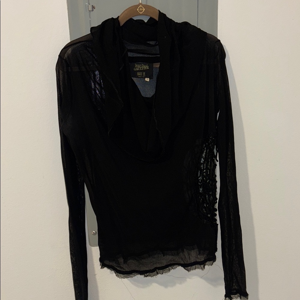 Jean Paul Gaultier Vintage Black Sheer Long Sleeve Top